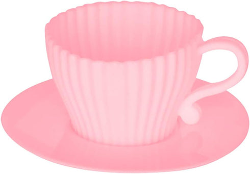 Evelots Baking Cupcake Molds - Silicone Teacup Set - 12 Pc Set - Oven-Safe - Nonstick - Muffin Cups for Bridal/Baby Shower, Birthday/Tea Party - 6...