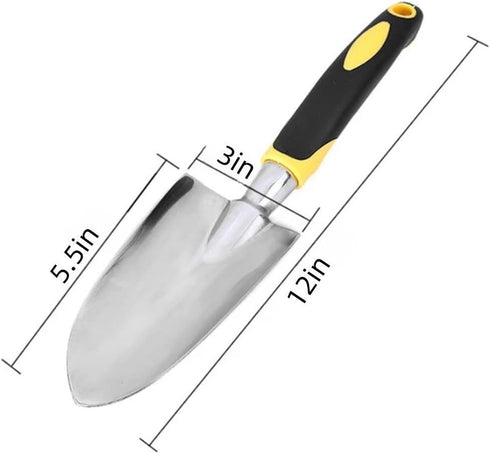 Hand Shovel Garden Trowel Bend Proof and Rust Proof Small Hand Tools for Weeding, Transplanting, Digging,2 Piece Cast-Aluminum Heavy Duty with Sof...