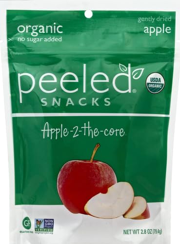 Peeled Snacks Organic Dried Fruit, Apple, 2.8 oz. – Healthy, Vegan Snacks for On-the-Go, Lunch and More...