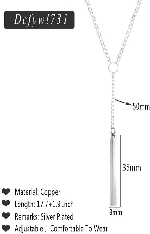 Dcfywl731 Minimal Dainty Gold Plated Dangle Earrings Layered Bar Pendant Neckalce Gold Long Y-Necklace Gold Earrings and Necklaces Set Delicate La...