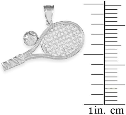 Sports Charms Sterling Silver Smashing Racquet and Ball Charm Tennis Pendant...