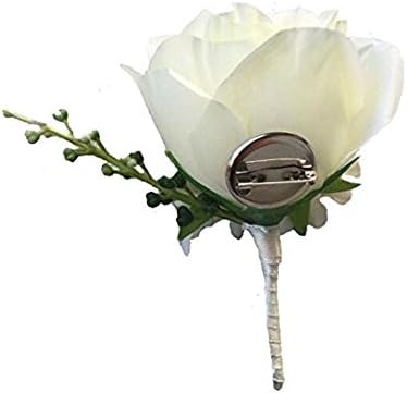 Boutonniere Buttonholes Groom Groomsman Best Man Rose Wedding Flowers Accessories Prom Suit Decoration Ivory...