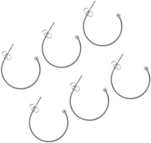 Supvox 6pcs Earring Findings Beading Hoop Earring Finding Metal Hoop Earrings C-Shaped Eardrops Beads DIY Jewelry Making Supplies Materials - Silv...