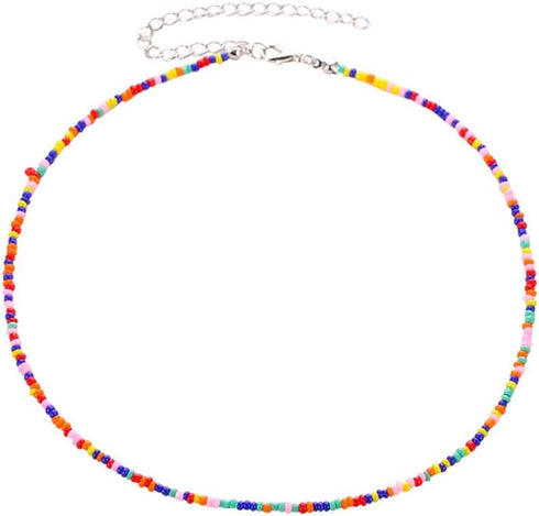 Colorful Handmade Beaded Collar Necklace for Women Freshwater Pearl Necklace Bohemian Handmade Stainless Steel 18K Gold-plated Fashion Jewelry Gif...