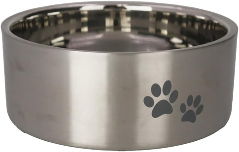 Stainless Steel Double-Wall Insulated Non-Slip for Dog, Cat, Pet Food and Water Bowl | Silver, 32 oz. (PN: DWB-Silver-32)...