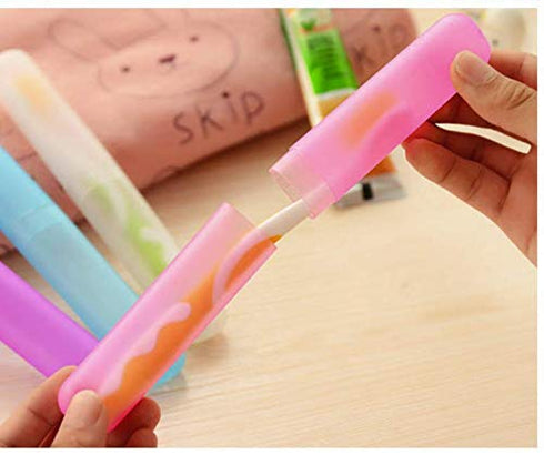 4 Pcs Colorful Plastic Toothbrush Case Portable Toothbrush Case Holder for Daily and Travel Use...