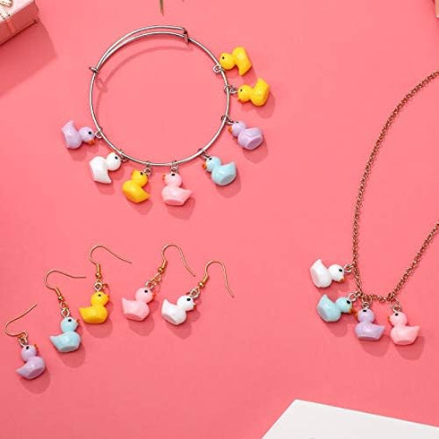 Hicarer 100 Pcs Duck Charms for Bracelet Jewelry Making Colorful Mini Duck Beads for for DIY Earring Necklace Keychains Making Party Supplies...