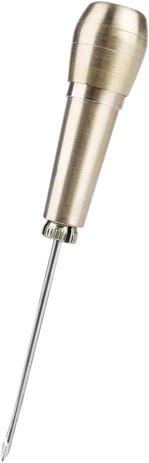 Copper Handle Sewing Awl, 1 Set Shoe Repair Tool, 3 Needles Sewing Awl Repair Tool, Hand Stitcher Kit, Leathercraft Sewing Handle, Awl...
