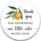2" Round Orange Clementine Baby Shower Cutie Thank You Favor Stickers (40 Labels)...