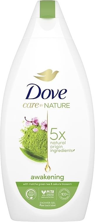 Unilever Dove Care By Nature Awakening Shower Gel, Body wash with Green Tea and Flowers Extract, Natural Origin Ingredients, Clean, Soften, Hydrat...
