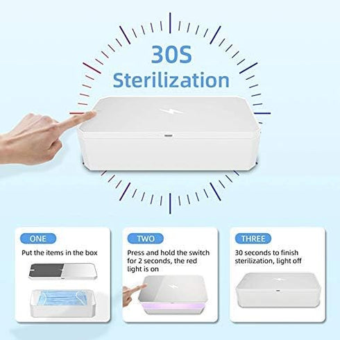 CarbonKlean UVKlear - UVC Sterilization Kit with Wireless Charger, Removable Mobile Cosmetics Mirror and UV Sanitizer - Pink...