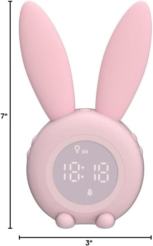 KDtech Kids Alarm Clock with Night Light 6 Ringtones, Cute Pink Bunny Digital Alarm Clock for Kids, Touch Control and Rechargeable Sleep Trainer C...