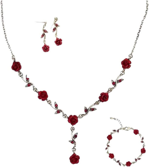 Red Rose Tassel Long Drop Earring 3D Rose Flower Drop Earrings CZ Crystal Rhinestone Rose Fashion Statement Dangle Earrings Purple Flower Tassel E...
