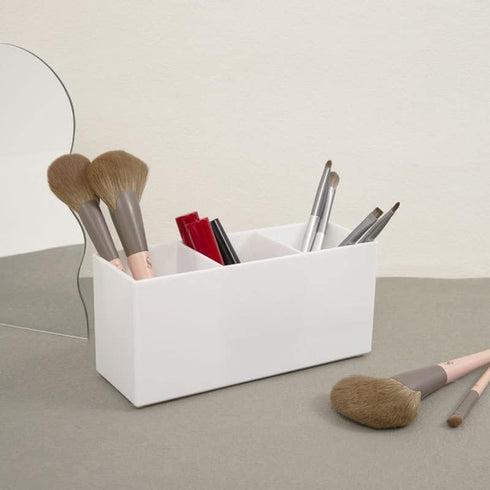 AKOAK 1 Pack Black and White Three Grid desktop Storage Box, Girl Makeup Brush Lipstick Eyebrow Pencil Display Stand, Office Pen Holder, Dressing ...