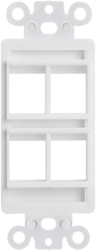 Cmple - 4 Port Decorator Wall Plate Insert, 1-Gang Keystone Wall Plate, Standard Keystone Jack Single Gang Wall Plate - White...