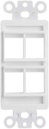 Cmple - 4 Port Decorator Wall Plate Insert, 1-Gang Keystone Wall Plate, Standard Keystone Jack Single Gang Wall Plate - White...
