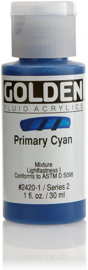 Golden Fluid Acrylic Paint 1 Ounce-Primary Cyan...