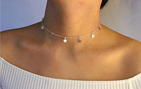 Gold Star Choker Necklace Silver Star Necklace for Women Dainty Choker Necklace Silver Gold Choker Necklaces...