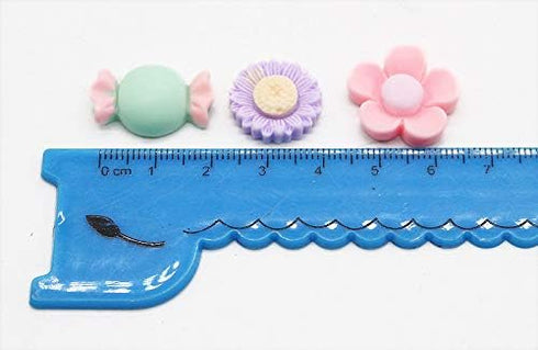 SUKPSY 50 Pcs Resin Flatback Slime Charms Mixed Flower Bow Fruit Animal Embellishments Making Supplies for Hair Clip Headband Scrapbooking Easter ...