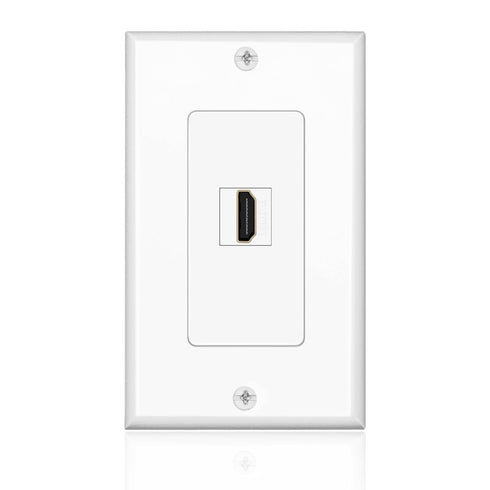 TNP HDMI Wall Plate (1 Port, White) HDMI Face Plate Socket Insert Jack Outlet Panel Mount Support 4K 60Hz HDR ARC/eARC Full HD 3D Ethernet High Sp...