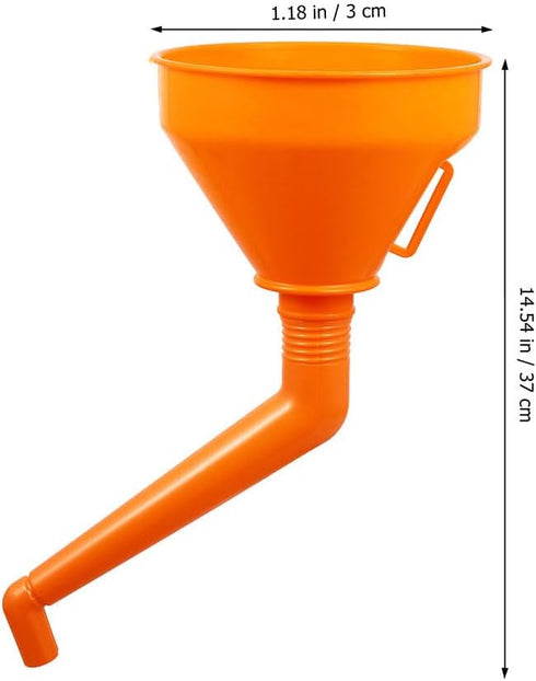 VICASKY 2pcs Angle Plastic Spill with Kerosene Oil Orange Motorcycle Fluids Neck Engine Long Extension Motorcycles Extension, Strainer Funnel Funn...