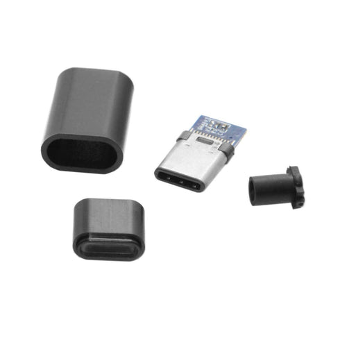 JSER 5set DIY 24pin USB 3.1 Type C USB-C Male Plug Connector 5V 3A SMT Type with Black Housing Cover...