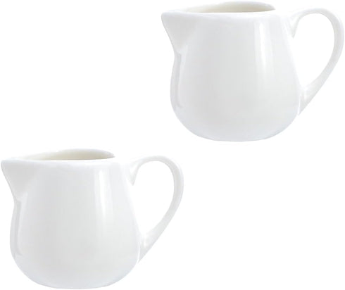 CHOOLD 2 pcs Mini Ceramic Creamer with Handle, Coffee Milk Creamer Pitcher - White - 1.5 oz...
