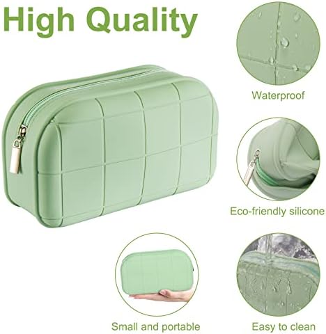 Makeup Travel Bag,Silicone Makeup Bag,Cosmetic Travel Bag,Waterproof Portable Toiletry Bags,Cosmetic Bags for women and girls (Green)...