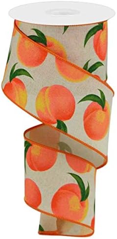 Peaches on Canvas Wired Edge Ribbon, 10 Yards (Cream, 2.5 Inch)...