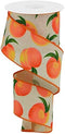 Peaches on Canvas Wired Edge Ribbon, 10 Yards (Cream, 2.5 Inch)...