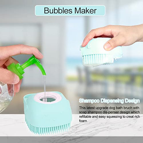 Bath Brush Silicone, Massage Soft Brush Dog Cats, Pet Massage Brush Bubble Body Wash Brush-blue...