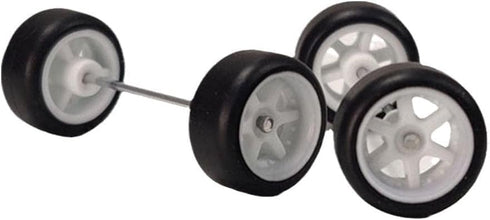 A Pair White Alloy 1:64 Wheels,Scale Alloy Wheels Rubber Tires,Model Alloy and Accessories Tires Wheel Rubber Tire and Wheel Sets Wheels and Tires...