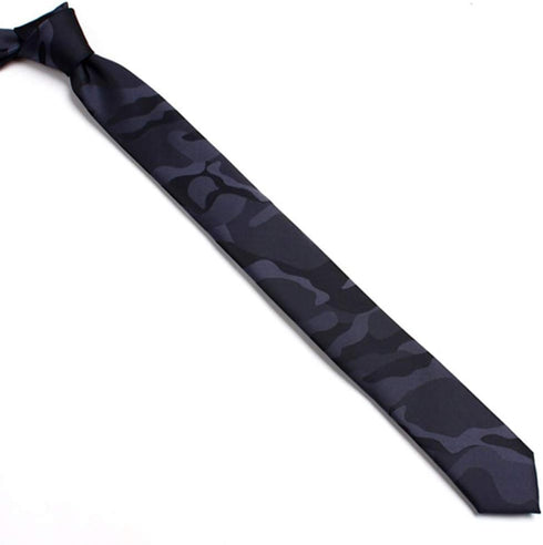 New Slim Camo Ties for Men Classic 2 Inches Black Gray Camouflage Necktie...