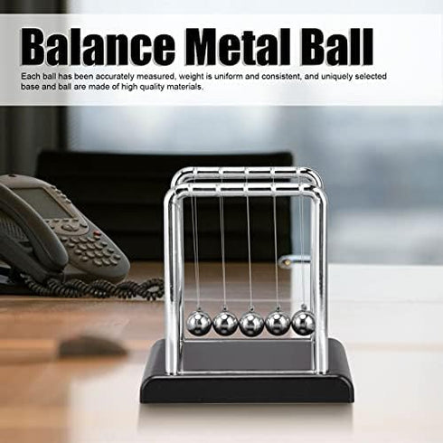 Balance Pendulum Ball, Swinging Balls Physics Science Metal Office Games Desktop Decoration Games Accessories Calm Down Fidgets Kit for Stress Rel...