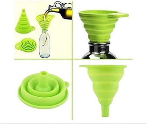 New Mini Silicone Gel Foldable Collapsible Style Funnel Hopper Kitchen Tool RY(Color: Random) (Color: Multicolor)...