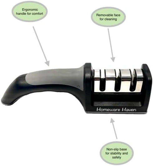 Homeware Haven Kitchen Knife Sharpener | Knife Sharpener | 3 Stage Knife Sharpener | Sharpener | Tungsten Steel Sharpener | Ceramic Sharpener | Di...