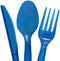 Blue Plastic Cutlery Set Fork Spoon Knives - 48pc Set...