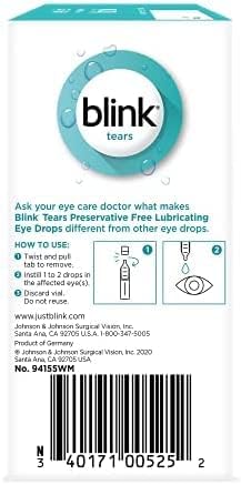 Blink Tears Lubricating Eye Drops Mild-Moderate Dry Eye .01 Fl Oz 25 Count...