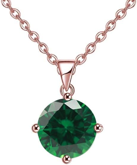 18K Rose Gold 3 Set Created Emerald Sapphire Round Necklace, Earrings And Tennis Bracelet Plated...