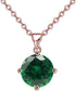 18K Rose Gold 3 Set Created Emerald Sapphire Round Necklace, Earrings And Tennis Bracelet Plated...