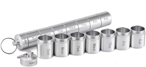 Portable Pill Case Keychain Waterproof 7 Days Pill Holder Travel Pill Container Portable Medicine Keychain Daily Airtight Pill Organizer for Outdo...