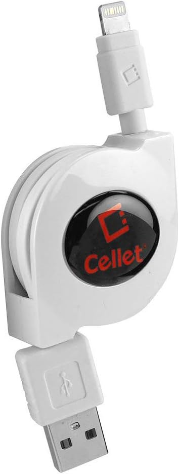 Cellet Retractable Lightning Cable, Charging Cord Compatible with Apple iPhone 14 Pro Max Plus 13 12 11 Xs Xr X mini SE 8 7 6 5 iPad Pro Air Mini ...