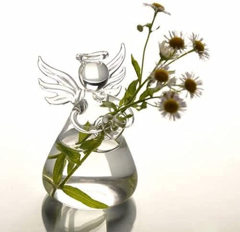 Brccee AC Angel Hanging Glass Angel Flower Vase Plant Flower Vase Hydroponic Office (S)...