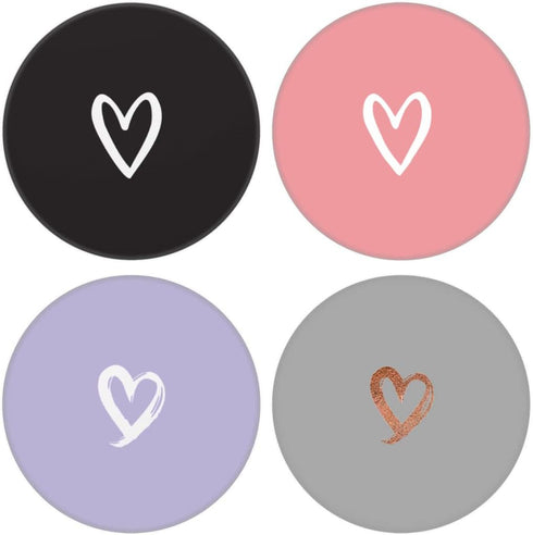 4 Pack Phone Grip,Cell Phone Holder for Smartphone,Finger Expanding Kickstand Stand - White Rose Gold Heart Purple Black Pink...