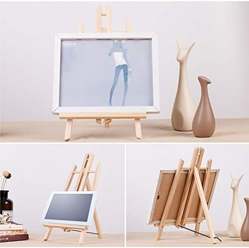 11 inch Wooden Easel Stand, Multipurpose Tabletop Holder for Painting Canvases, 2Pack Portable Photo Art Ware Tablet Computer Advertising Board Di...