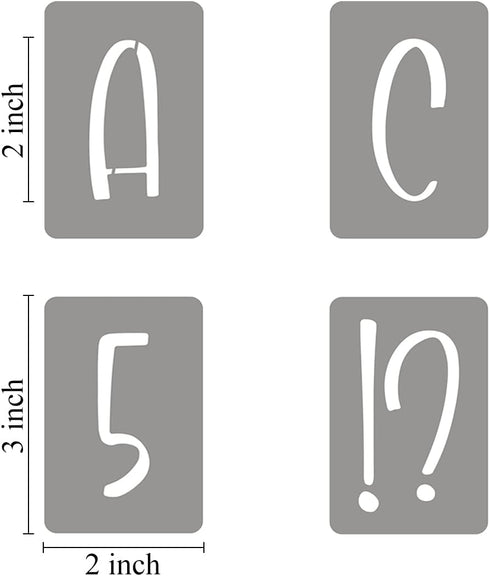 2 Inch Alphabet Letter Stencils for Painting - 42 Pack Letter and Number Stencil Templates with Signs for Painting on Wood, Reusable Letters and N...