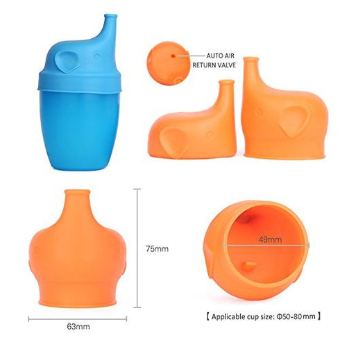 Silicone Sippy Straw Cup Lids for Toddlers Babies (5 Pack) - Reusable, Spill-Proof - Stretches to Cover Tumblers, Yeti Rambler, Mason Jars, Cups a...