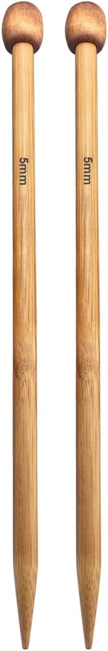 Weabetfu Bamboo Knitting Needle Straight Single Pointed 13.8-inch Length Knitting Needles for Handmade DIY Knitting,US Size 8(5mm)......