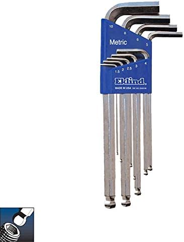 EKLIND 13709 Bright-Ball-Hex-L Key allen wrench - 9pc set Metric MM sizes 1.5-10 Long series...