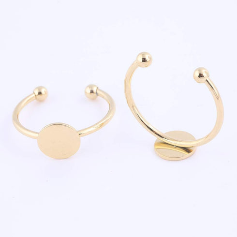 Reidgaller 20pcs Ring Bezel Blanks Stainless Steel Finger Ring Pad Settings DIY for Jewelry Making Supplies (Gold Plated)...